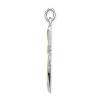 Rhodium-Plated and Yellow 925 Sterling Silver Cross Pendant QC5388