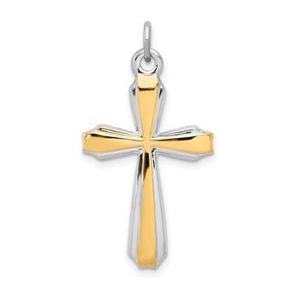 Rhodium-Plated and Yellow 925 Sterling Silver Cross Pendant QC5388
