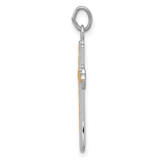 Sterling Silver Rhodium-plated & Gold-plated Cross Charm QC5393