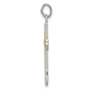 Sterling Silver Rhodium-plated & Gold-plated Cross Charm QC5393