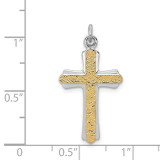 Sterling Silver Rhodium-plated & Gold-plated Cross Charm QC5393