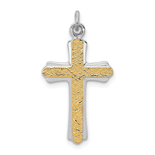 Sterling Silver Rhodium-plated & Gold-plated Cross Charm QC5393