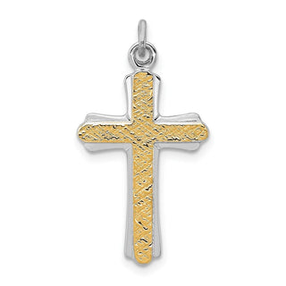 Sterling Silver Rhodium-plated & Gold-plated Cross Charm QC5393