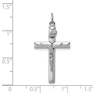 Rhodium-Plated 925 Sterling Silver Inri Crucifix Pendant QC5426