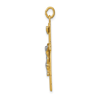 Rhodium-Plated and Yellow 925 Sterling Silver Crucifix Pendant QC5427