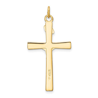 Rhodium-Plated and Yellow 925 Sterling Silver Crucifix Pendant QC5427