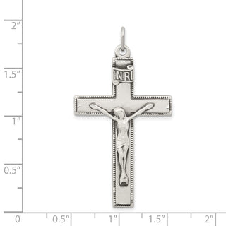 925 Sterling Silver Antiqued Inri Crucifix Pendant QC5436