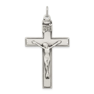 925 Sterling Silver Antiqued Inri Crucifix Pendant QC5436