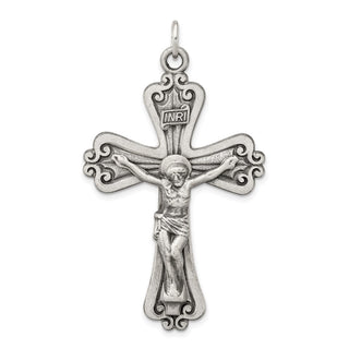 925 Sterling Silver Antiqued Inri Crucifix Pendant QC5445