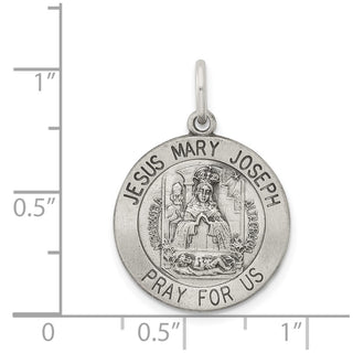 Sterling Silver Antiqued Holy Family Medal Pendant