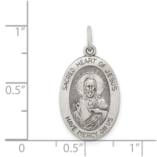 Sterling Silver Antiqued Sacred Heart of Jesus Medal Pendant QC5481
