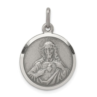 Sterling Silver Sacred Heart of Jesus Medal Pendant QC5483