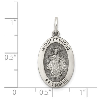 Sterling Silver Antiqued Infant of Prague Medal Pendant QC5491