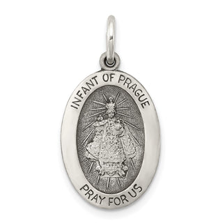 Sterling Silver Antiqued Infant of Prague Medal Pendant QC5491