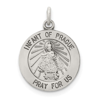 Sterling Silver Antiqued Infant of Prague Medal Pendant QC5492