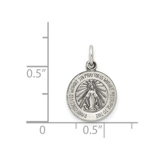 Sterling Silver Antiqued Miraculous Medal Pendant QC5500
