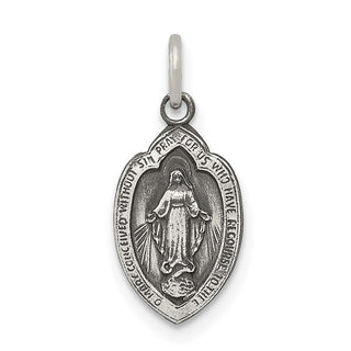 Sterling Silver Antiqued Miraculous Medal Pendant QC5502