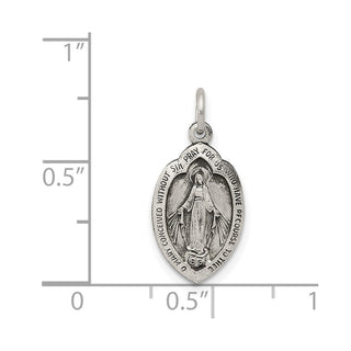 Sterling Silver Antiqued Miraculous Medal Pendant QC5503