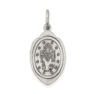 Sterling Silver Antiqued Miraculous Medal Pendant QC5505
