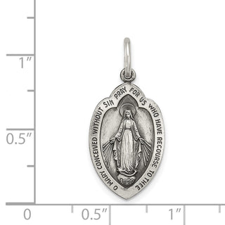 Sterling Silver Antiqued Miraculous Medal Pendant QC5505