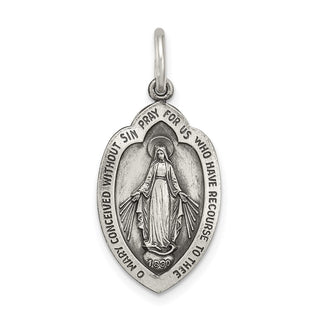 Sterling Silver Antiqued Miraculous Medal Pendant QC5505
