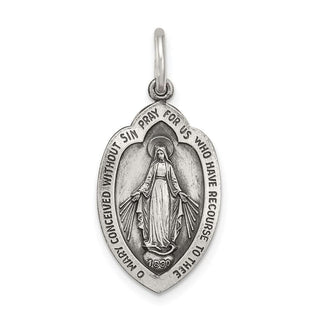 Sterling Silver Antiqued Miraculous Medal Pendant QC5505
