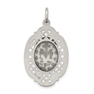 Sterling Silver Antiqued Miraculous Medal Pendant QC5508