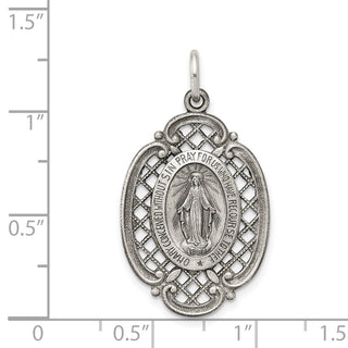 Sterling Silver Antiqued Miraculous Medal Pendant QC5508