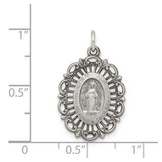 Sterling Silver Antiqued Miraculous Medal Pendant QC5509