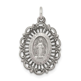 Sterling Silver Antiqued Miraculous Medal Pendant QC5509