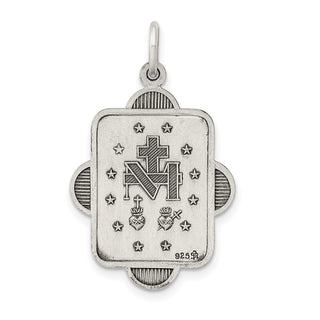 Sterling Silver Antiqued Miraculous Medal Pendant QC5510