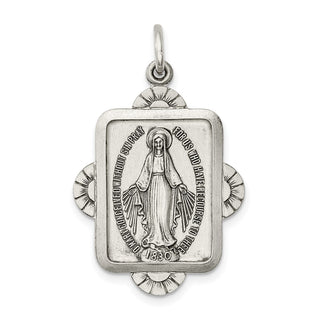 Sterling Silver Antiqued Miraculous Medal Pendant QC5510