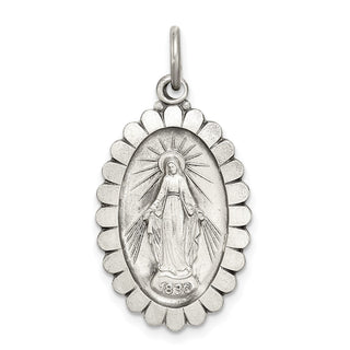 Sterling Silver Antiqued Miraculous Medal Pendant QC5511