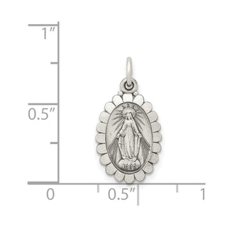 Sterling Silver Antiqued Miraculous Medal Pendant QC5512