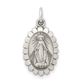 Sterling Silver Antiqued Miraculous Medal Pendant QC5512