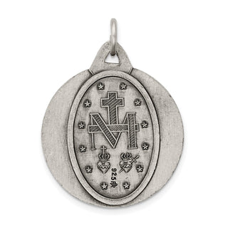 Sterling Silver Antiqued Miraculous Medal Pendant QC5519