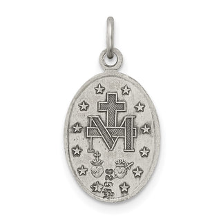 Sterling Silver Antiqued Miraculous Solid Medal Pendant