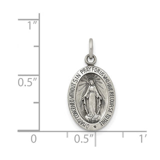 Sterling Silver Antiqued Miraculous Solid Medal Pendant