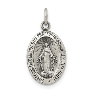 Sterling Silver Antiqued Miraculous Solid Medal Pendant