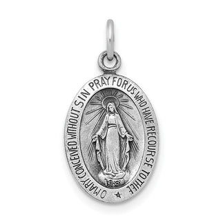 Sterling Silver Rhodium-plated Miraculous Solid Medal Pendant