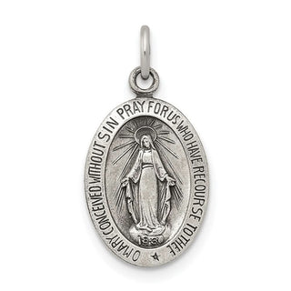 Sterling Silver Antiqued Miraculous Solid Medal Pendant