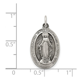Sterling Silver Antiqued Miraculous Medal Pendant QC5521