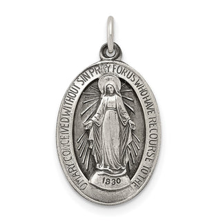 Sterling Silver Antiqued Miraculous Medal Pendant QC5521