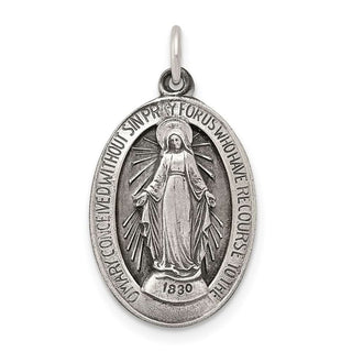 Sterling Silver Antiqued Miraculous Medal Pendant QC5521