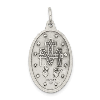 Sterling Silver Antiqued Miraculous Medal Pendant QC5523