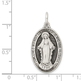 Sterling Silver Antiqued Miraculous Medal Pendant QC5523