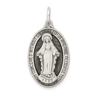 Sterling Silver Antiqued Miraculous Medal Pendant QC5523