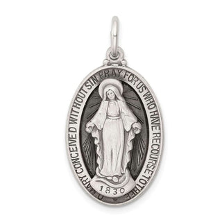 Sterling Silver Antiqued Miraculous Medal Pendant QC5523