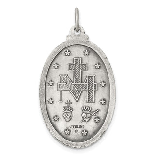 Sterling Silver Antiqued Miraculous Medal Pendant QC5524