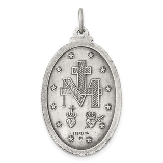 Sterling Silver Antiqued Miraculous Medal Pendant QC5524